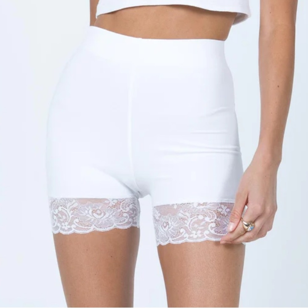 Lioness White Lace Biker Shorts